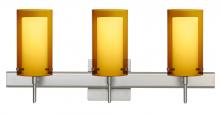 Besa Lighting 3SW-G44007-SN-SQ - Besa Pahu 4 Wall With SQ Canopy 3SW Transparent Armagnac/Opal Satin Nickel 3x40W G9