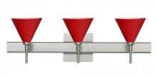 Besa Lighting 3SW-5121RM-SN-SQ - Besa Wall With Sq Canopy Kani Satin Nickel Ruby Matte 3x40W G9