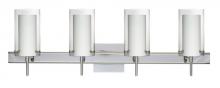 Besa Lighting 4SW-C44007-LED-CR-SQ - Besa Pahu 4 Wall With SQ Canopy 4SW Clear/Opal Chrome 4x5W LED
