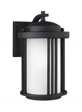 Generation Lighting 8547901EN3-12 - Crowell contemporary 1-light LED outdoor exterior small wall lantern sconce in black finish with sat