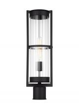 Visual Comfort & Co. Studio Collection 8226701-12 - Alcona transitional 1-light outdoor exterior post lantern in black finish with clear fluted glass sh